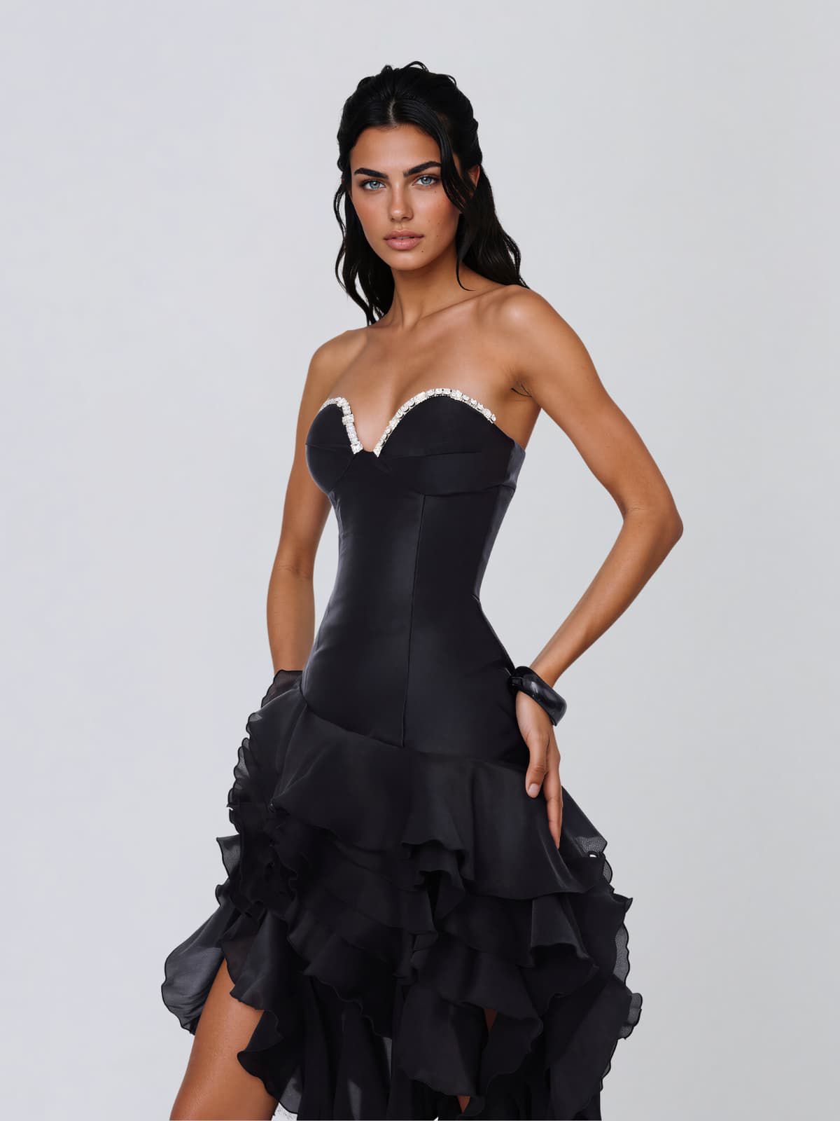 Rochie Eleganta cu Volane Asimetrice - imagine 5