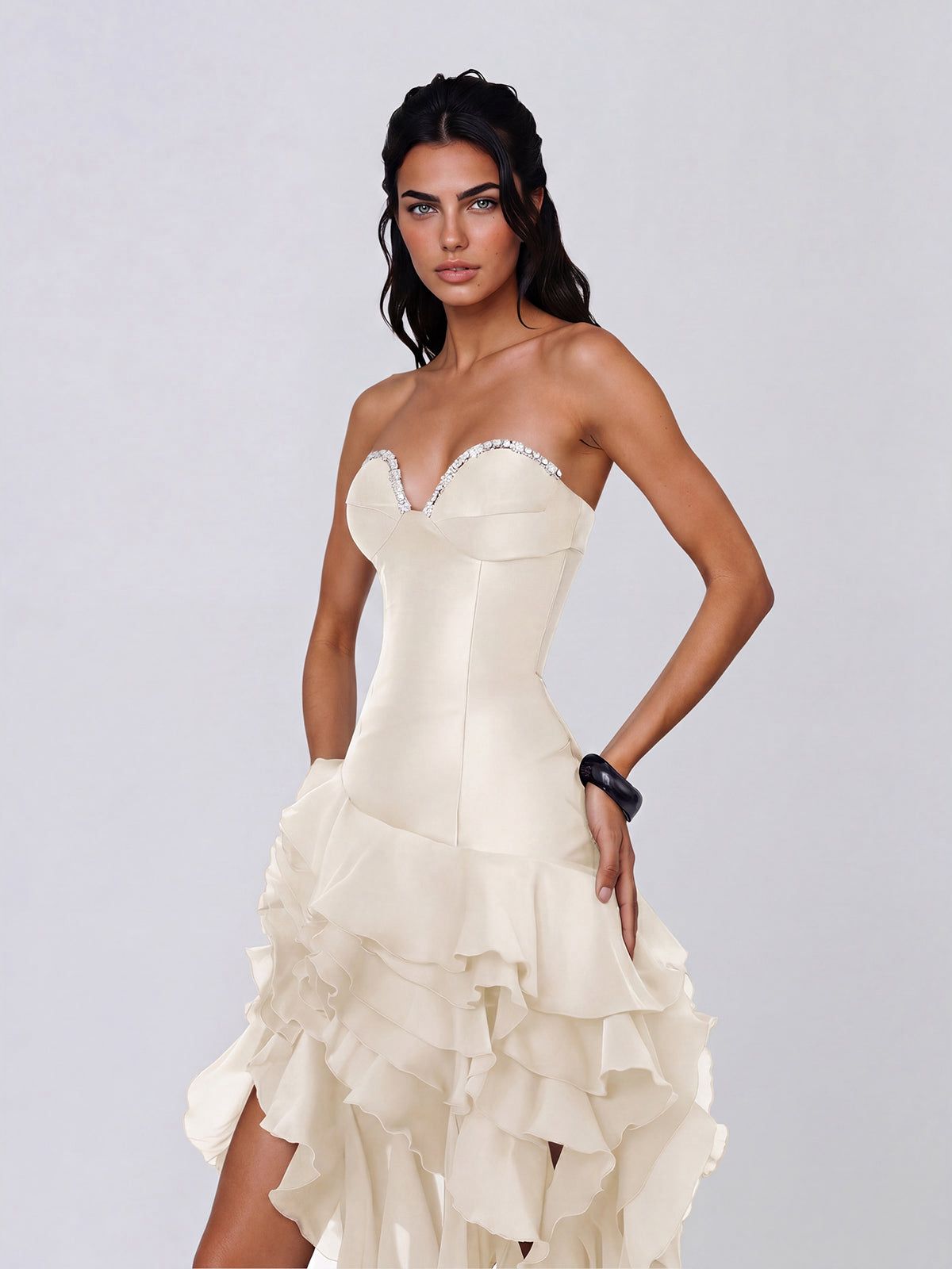 Rochie Eleganta cu Volane Asimetrice - imagine 6