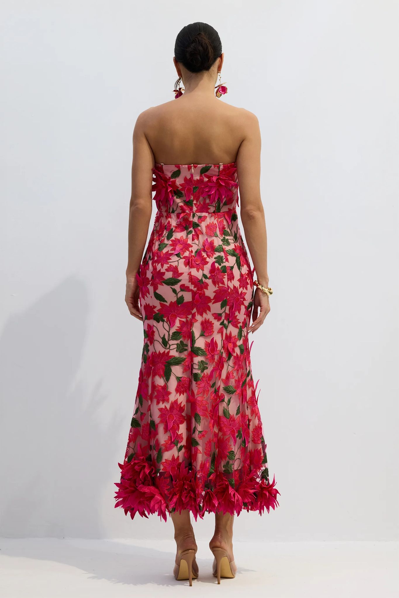 Rochie Midi Couture „Fuchsia Bloom” - imagine 5