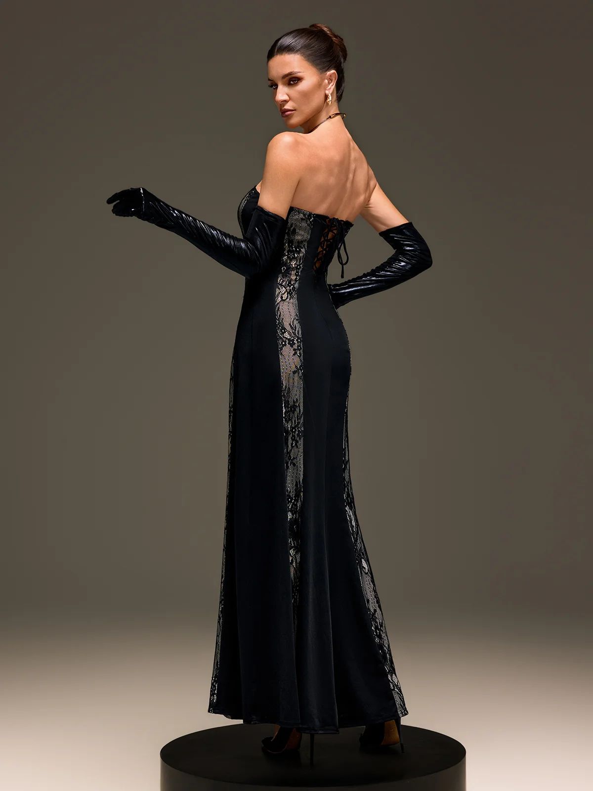 Rochie de seara maxi cu manusi - imagine 7