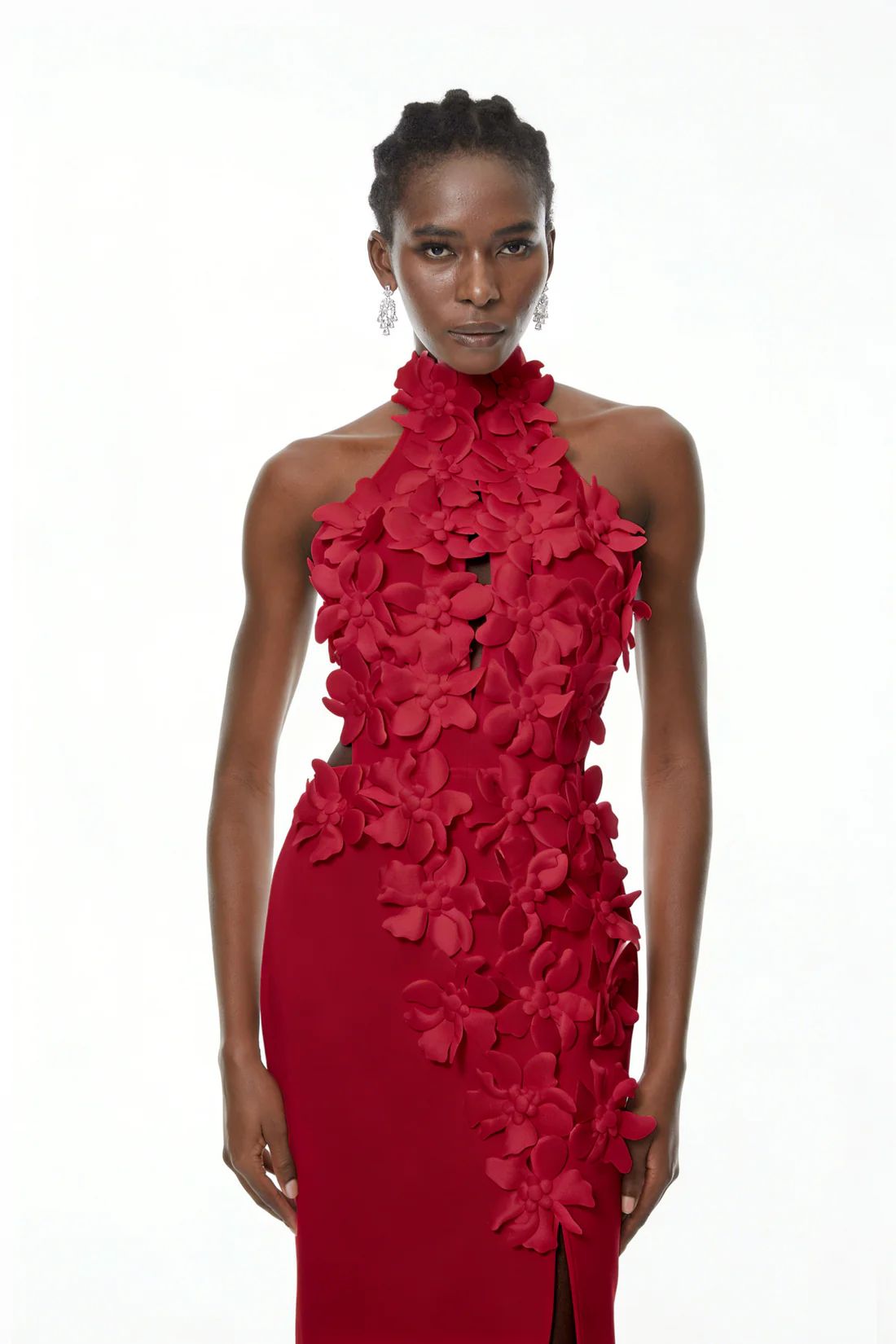 Rochie lunga cu aplicatii florale - imagine 2
