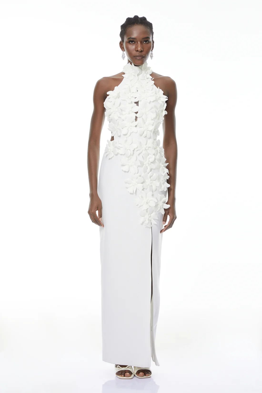 Rochie lunga cu aplicatii florale - imagine 5