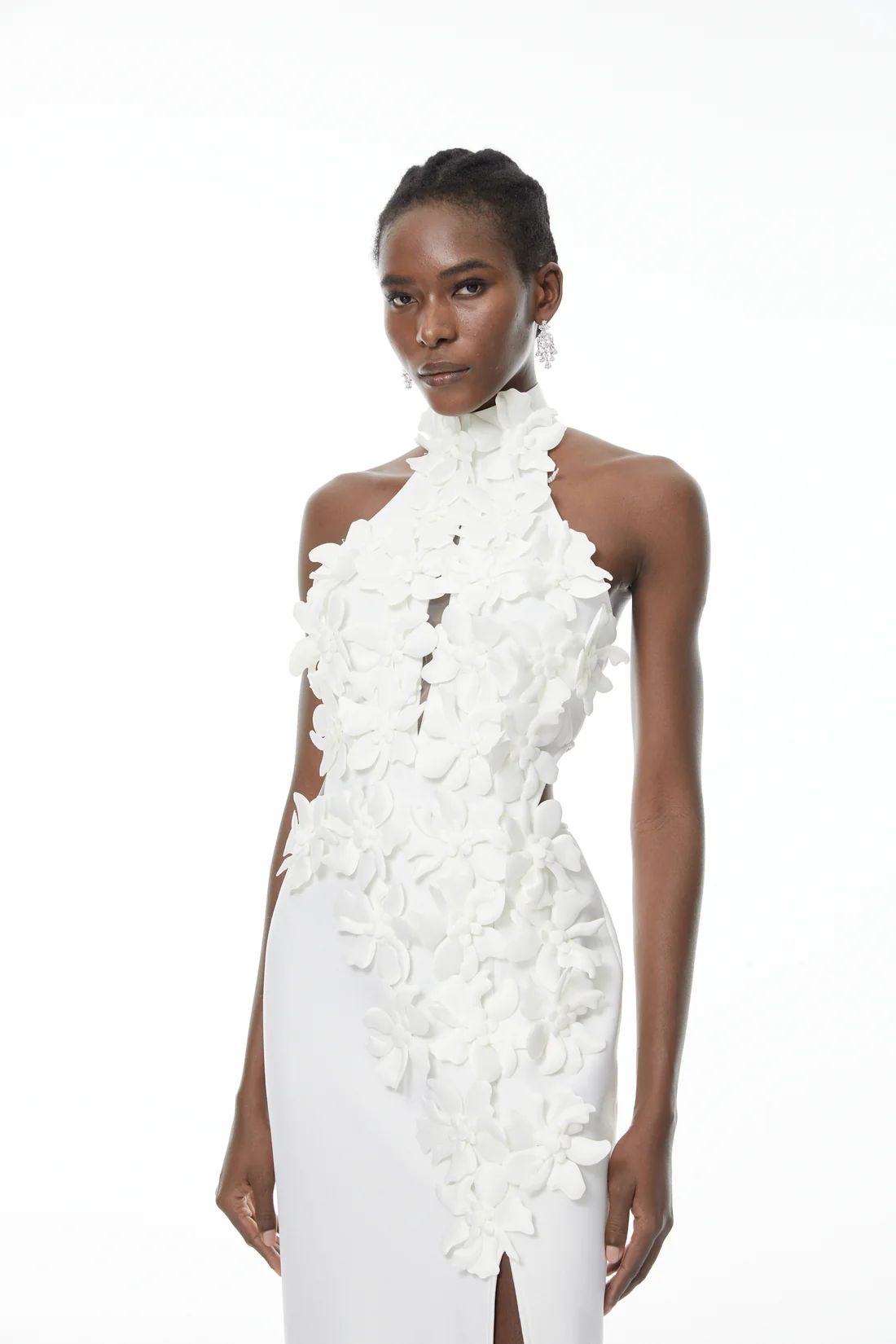 Rochie lunga cu aplicatii florale - imagine 6