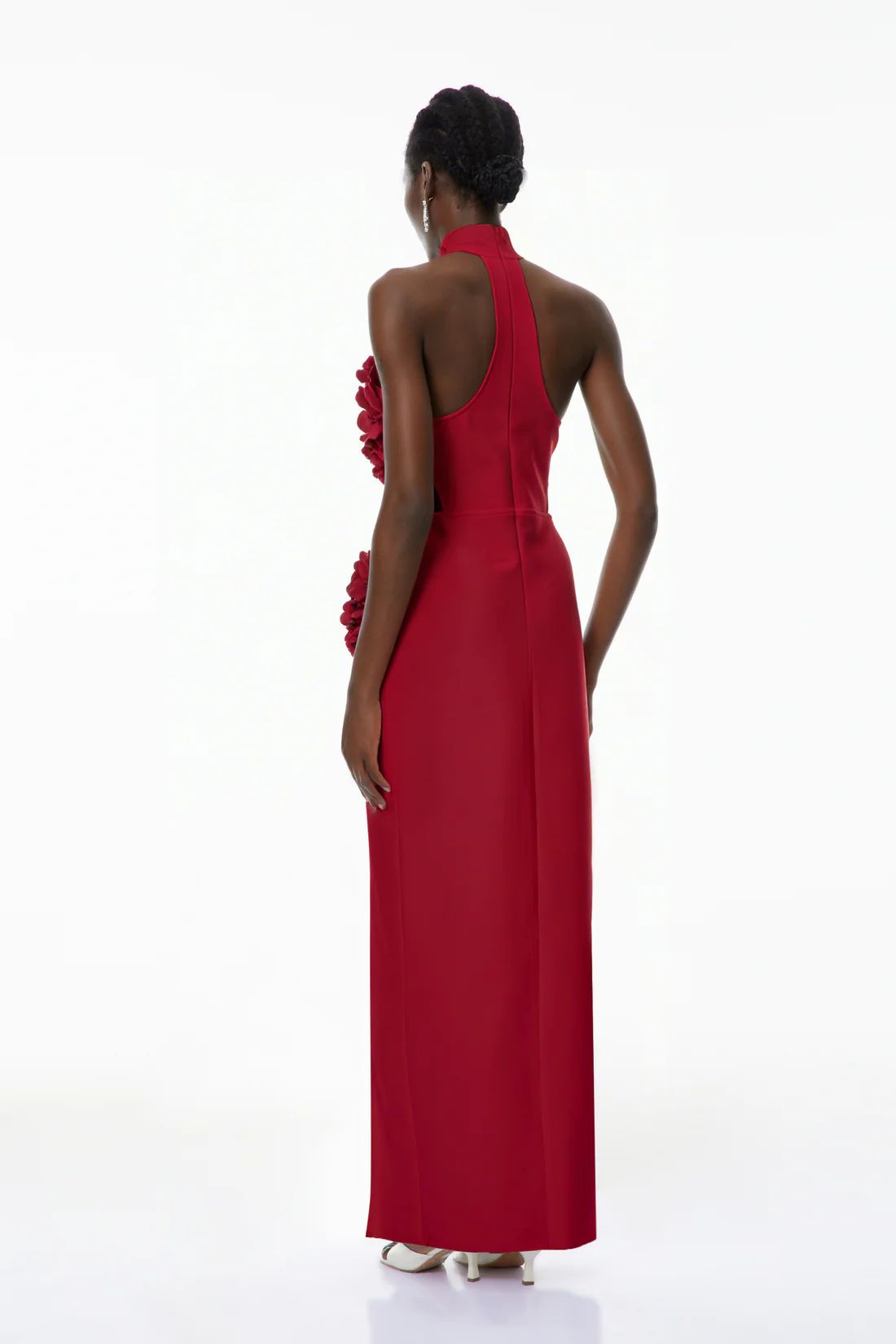 Rochie lunga cu aplicatii florale - imagine 4