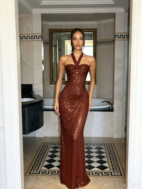 Rochie lunga stralucitoare de seara