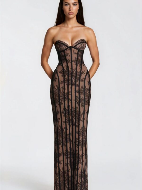 Rochie lunga tip corset