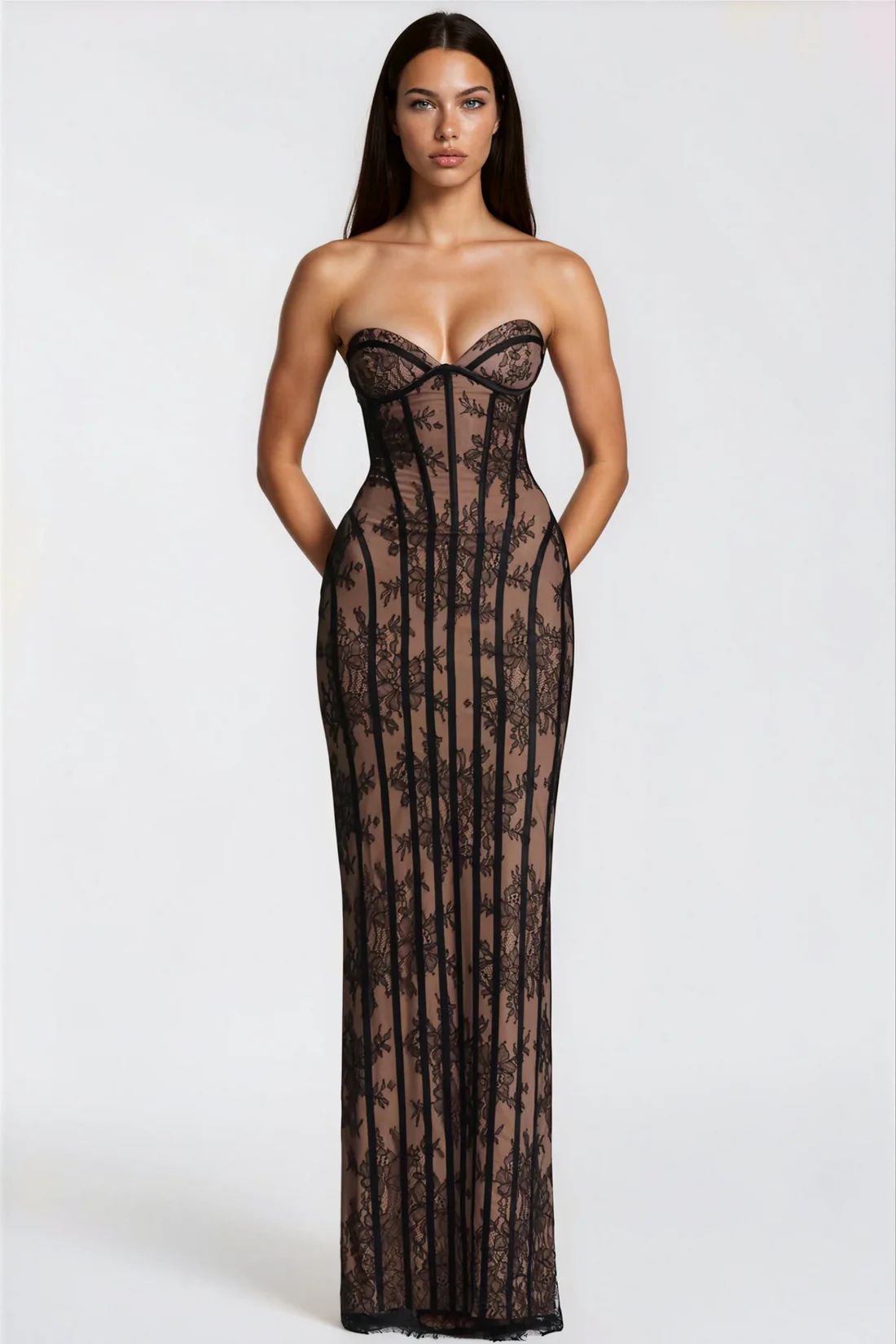 Rochie lunga tip corset