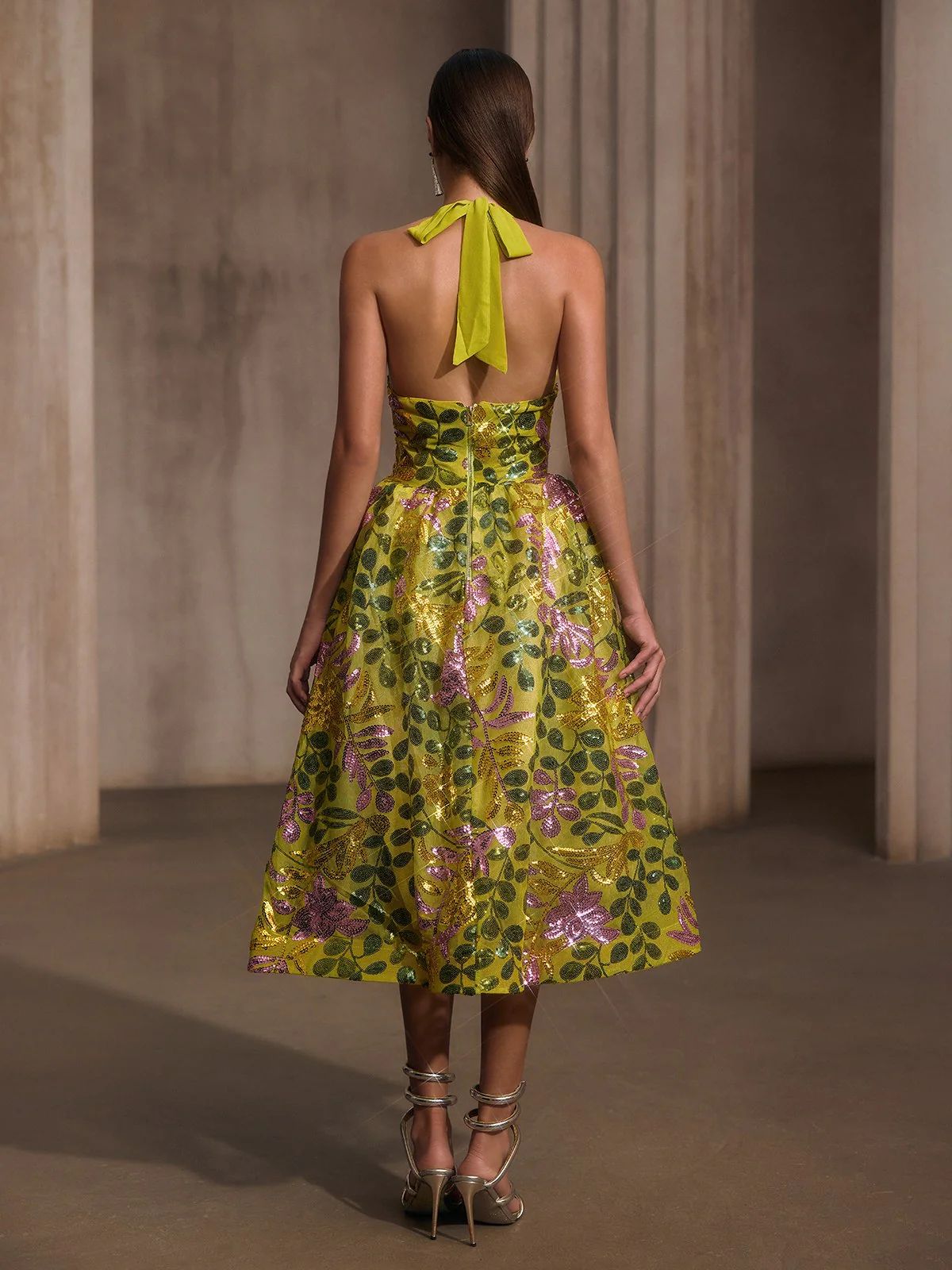 Rochie midi halter verde - imagine 4
