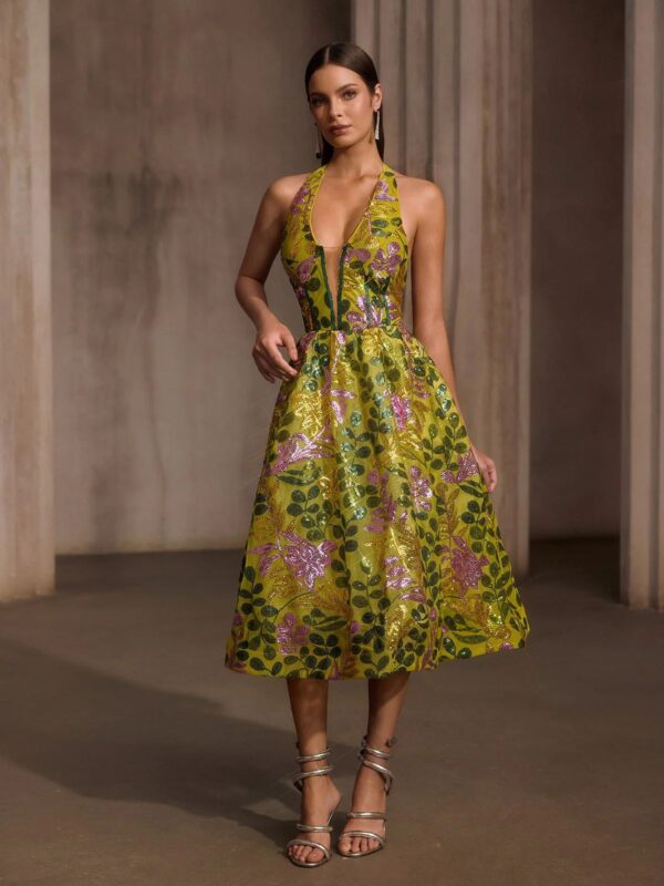 Rochie midi halter verde