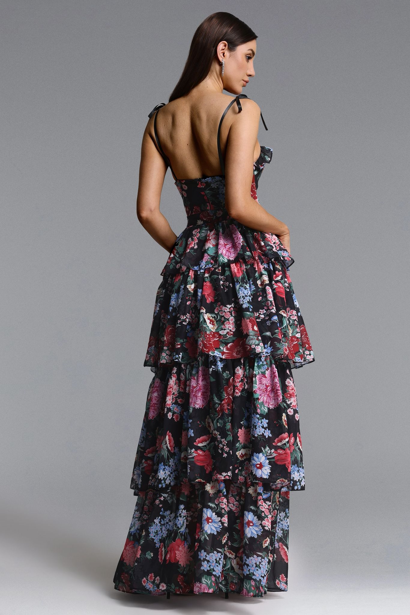 Rochie lungă cu imprimeu floral - imagine 5