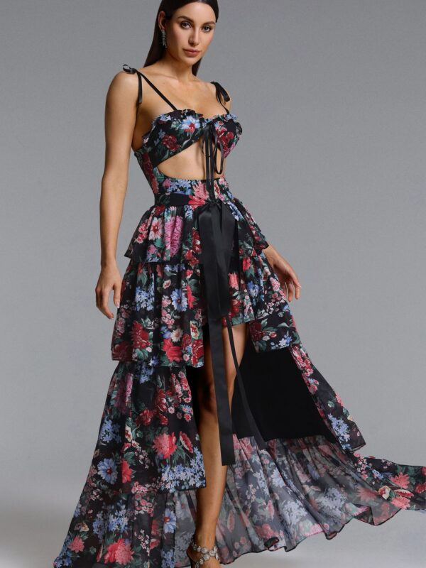 Rochie lungă cu imprimeu floral