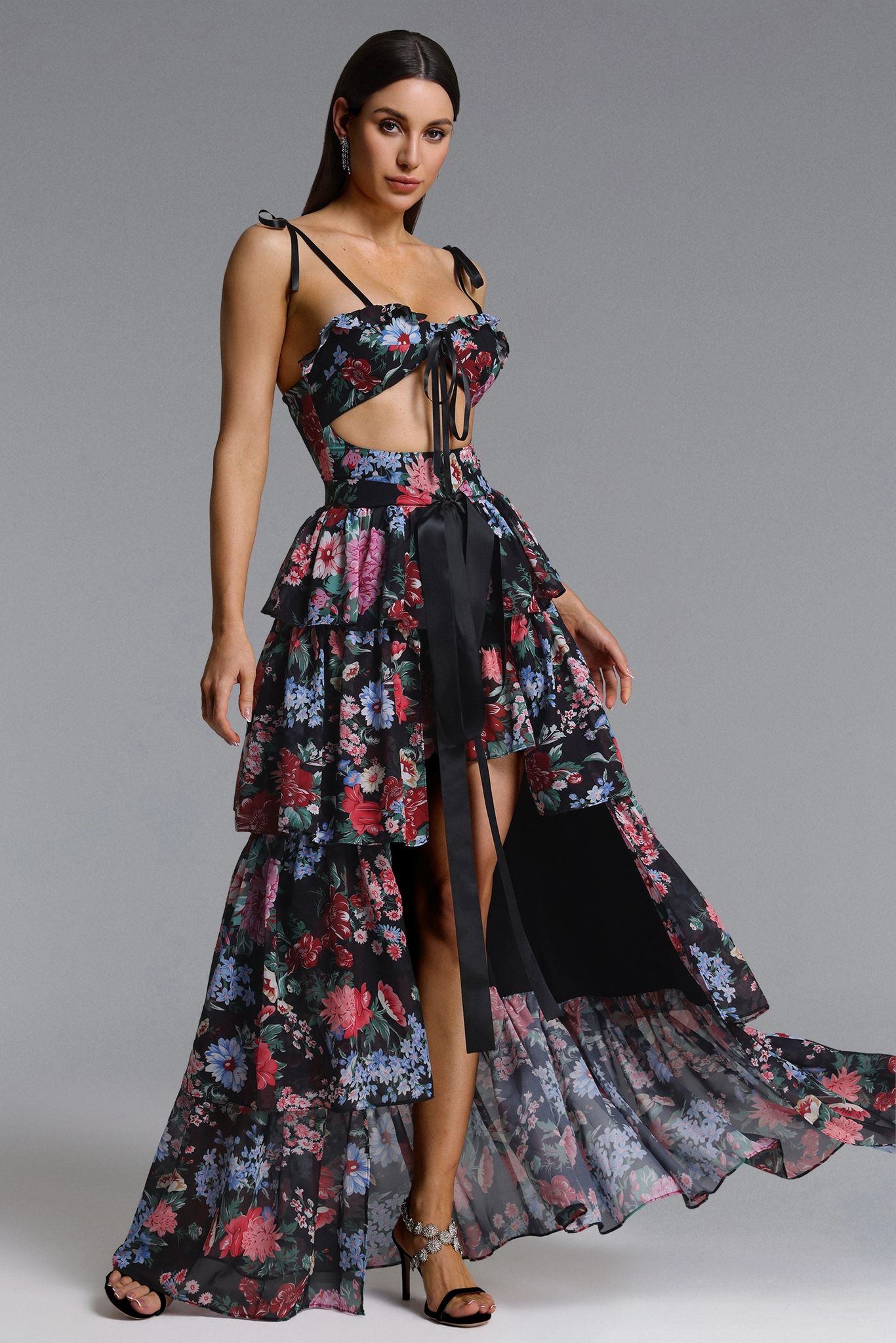 Rochie lungă cu imprimeu floral