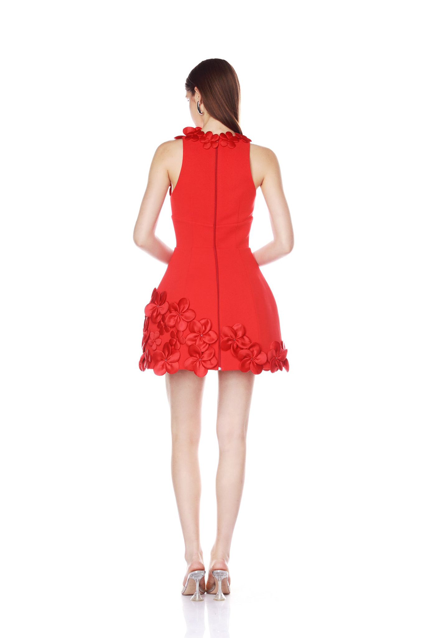 Rochie mini cloș cu aplicații florale 3D - imagine 7