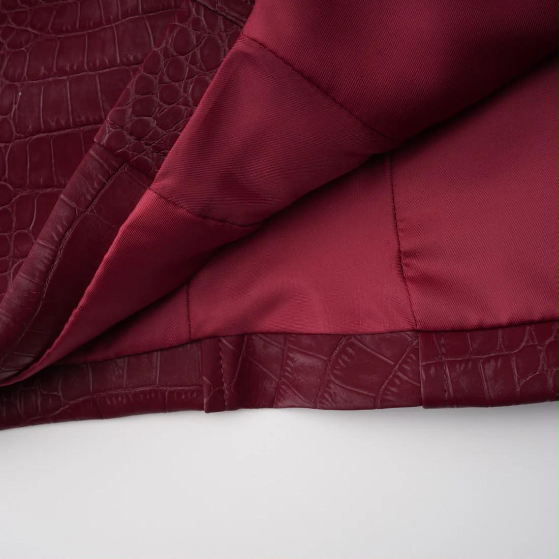 Rochie mini din piele ecologică cu textură croco - imagine 6