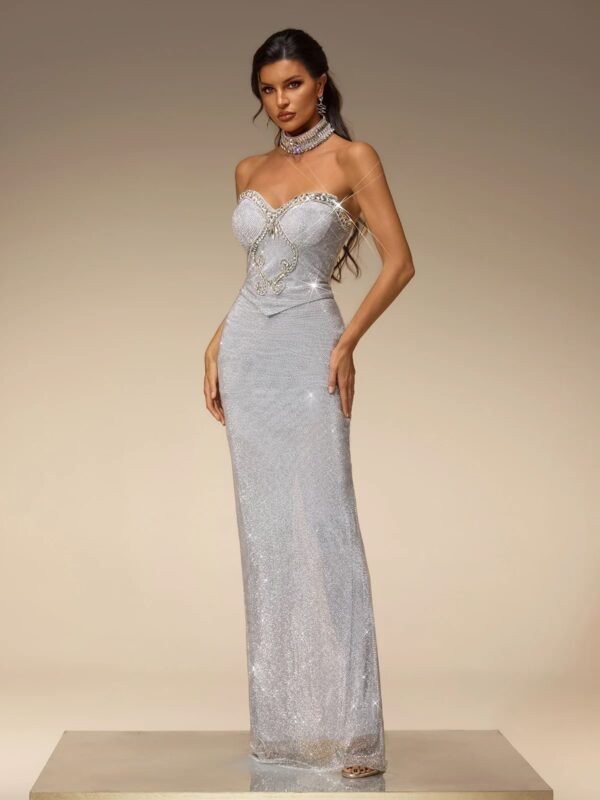 Rochie argintie de seară